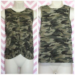 Mustard Seed Camo Front Knot Tank Size S